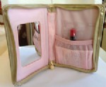 Mary Kay Makeup Case with Mirror and Mini Lip Gloss - Gold